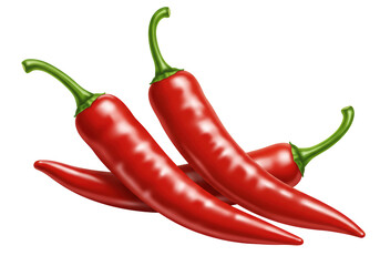 Isolated Three Vibrant Red Chili Peppers