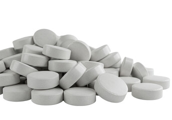 Isolated Pile of White Round Pills