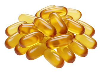 Isolated Pile of Golden Fish Oil Capsules