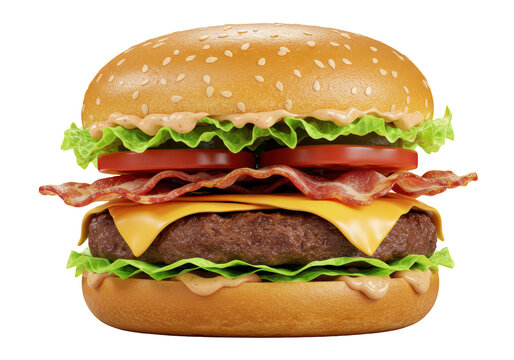 Isolated Delicious Bacon Cheeseburger Classic American