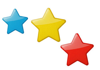 Obraz premium Isolated Set of Cartoon Stars in Red Yellow and Blue