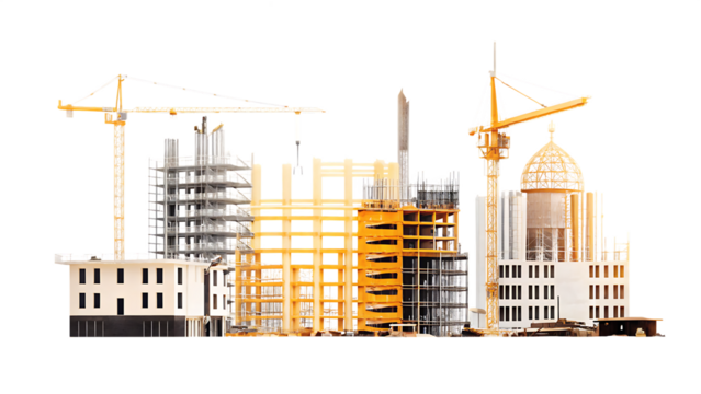  construction architecture building development isolated on white background PNG ,ai generated