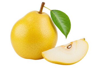 Isolated Yellow Pear with Slice, Fresh and Juicy Fruit