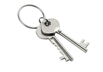 Isolated Pair of Silver Keys on Ring, Security Access