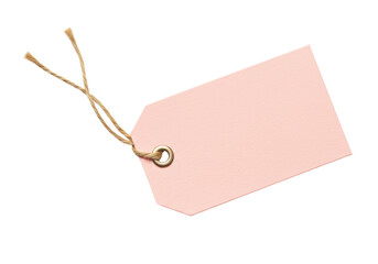 Isolated Blank Peach Price Tag with Twine