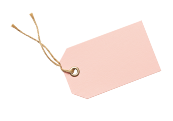 Isolated Blank Peach Price Tag with Twine