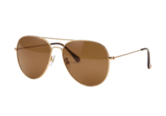 Isolated Aviator Sunglasses with Gold Frame and Brown Lenses