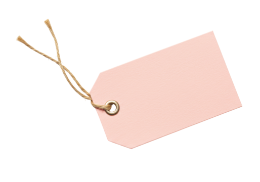 Isolated Blank Peach Price Tag with Twine