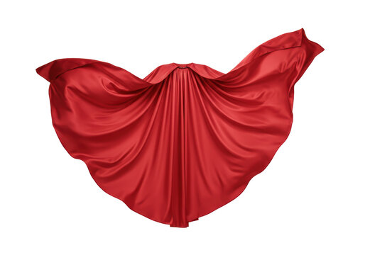 Isolated Flowing Red Cape Fabric