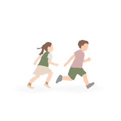 Children Running in Casual Clothes