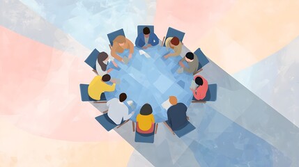 Group of professionals in a business meeting discussion