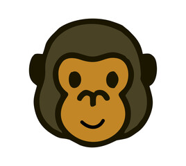 Cartoon Monkey Face Logo with Rounded Fun Expression, A friendly cartoon monkey head with big ears and a light brown muzzle. Perfect for kids' products, zoo themes, and fun mascot branding.