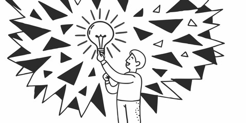 Innovation Lightbulb Hand-Drawn Icon – Creativity, Idea, and Invention
