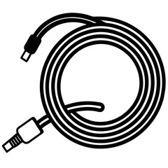 Coiled USB Cable: A neatly coiled USB cable with connectors at each end, ready for connection.