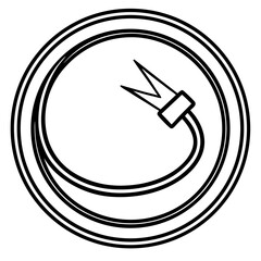 Network Cable Icon: A minimalistic monochrome icon of a coiled network cable. It represents connectivity and digital communication.