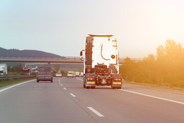 Powerful highway truck cab stands alone