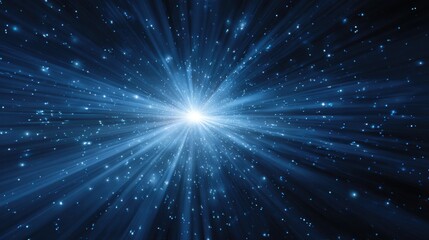 Fototapeta premium Stunning photo of abstract blue light burst with shining sparkle in sky. Bright starburst effect. Dynamic cosmic light display. Suitable for tech backgrounds. Modern digital.