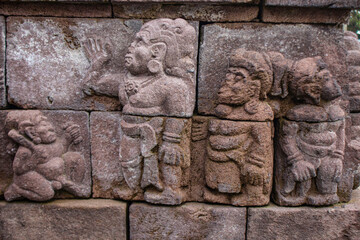 Obraz premium sukuh temple or candi sukuh, reliefs at sukuh temple.Ancient erotic Candi Sukuh-Hindu Temple on central Java, Indonesia. the temple is Javanese Hindu temple located mount lawu