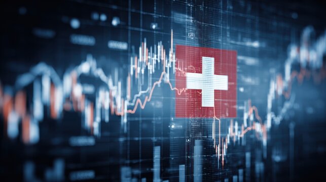 Swiss flag displayed on a financial data screen