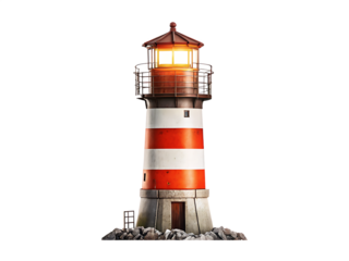      lighthouse isolated on white background PNG ,ai generated