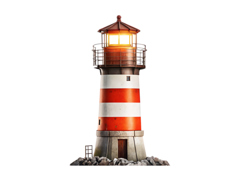      lighthouse isolated on white background PNG ,ai generated