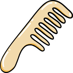 Hand drawn Bathroom elements doodle, Cartoon-style hair comb with a smooth, shiny finish.