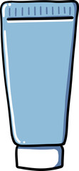 Hand drawn Bathroom elements doodle, Blue tube container for cosmetics or personal care products.