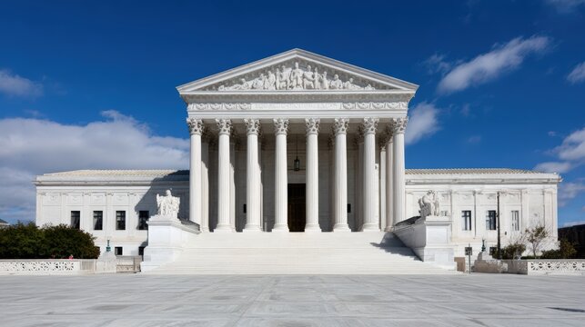 Majestic architecture of the u.s. supreme court building under clear blue sky