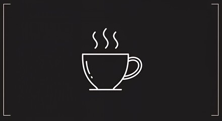 Minimalist Line Art Illustration of a Steaming Mug of Coffee or Tea