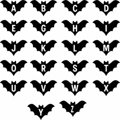 black and white sillhouette of a alphabats isolated white background