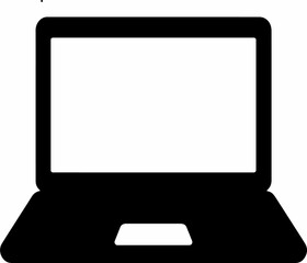 black and white silhouette of a laptop isolated white background