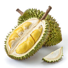 Obraz premium A vibrant durian, centered against a plain white background.