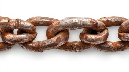 Obraz premium A close-up view of a rusty chain showcases the intricate texture and age, highlighting the contrast between strength and decay in this compelling still life image.