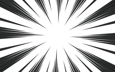 Naklejka premium Abstract manga comic zoom background. Black and white vector illustration.
