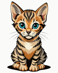 Obraz premium baby Cat realistic design and bold line black , white background ,full color