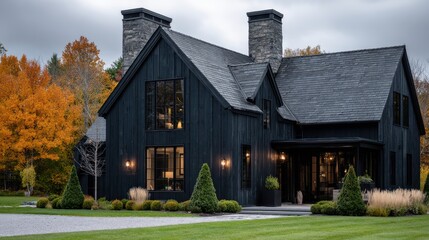 Obraz premium Stunning photo of elegant black house.