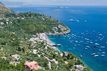View of Nerano's beach on the Amalfi coast, Southern Italy