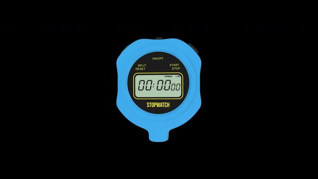 Stopwatch Timer Rotating on a Transparent Background. Seamless Loop. 4K