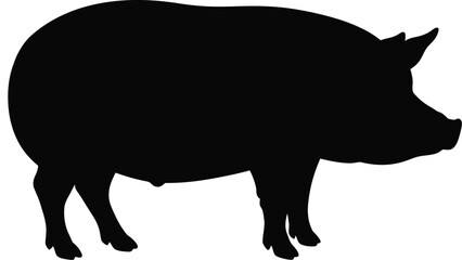 Wild boar vector silhouette illustration featuring a black outline of the wild mammal