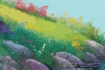 Various oil paintings, flowers, rabbits, chrysanthemums, sun scenery, roses, peonies, butterflies, tulips, parks