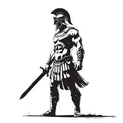 vector illustration of a warrior with sword