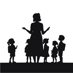 Teacher with Students Silhouette – Education Themed SVG Vector