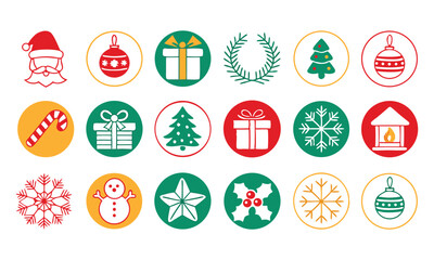 Christmas icons set hand drawn style festive holiday symbols
