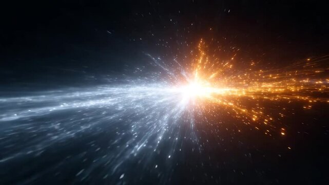 Celestial Divide: An abstract and visually stunning scene of cosmic elements split by a powerful light, representing contrast and energy with an artistic flair.