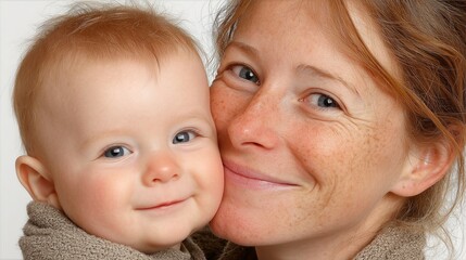Happy mother and baby smiling together: authentic family portrait