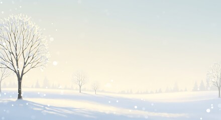 Obraz premium snowy landscape, soft light, quiet atmosphere, digital illustration