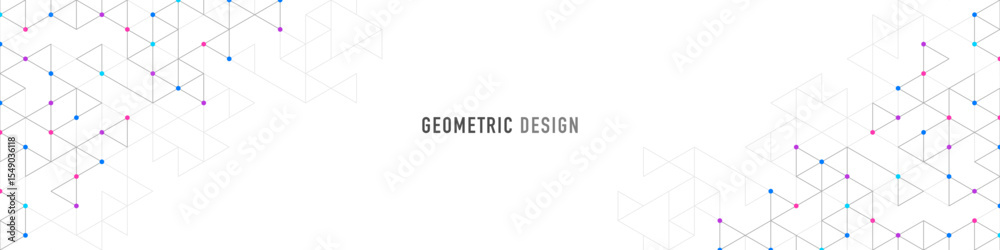 Poster Graphic design element for web page or banner with a geometric pattern of triangle shapes.