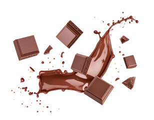 chocolate falling and splashing cut out on transparent png