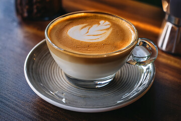 Fototapeta premium how it's integrated with the espresso. Espresso Base: A Flat White typically uses a double shot of ristretto or standard espresso. Ristretto, a more concentrated and shorter