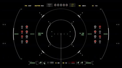 Futuristic HUD Interface Animation with Circular Targeting System and Data Display.Alpha Chanel. The background can be remove using a blending mode like add. - Powered by Adobe